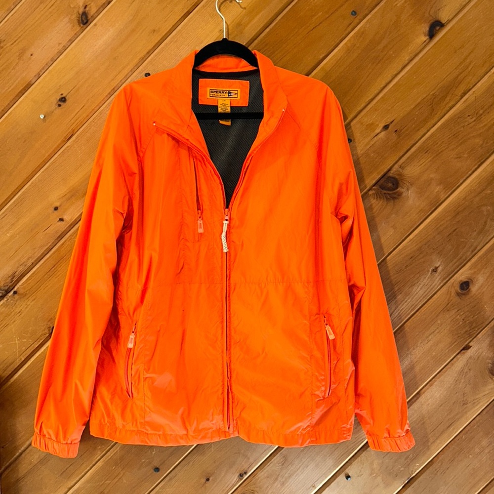 Mens Sperry Topsider orange boat ready windbreaker jacket